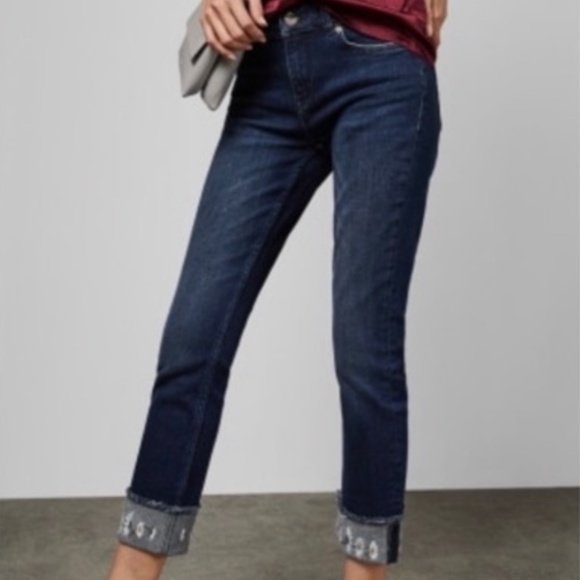 NWT! TED BAKER LONDON Praline Denim Flip Up Daisy Jeans
